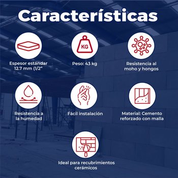 Panel Cemento Permabase 1.22 x 2.44 m 43 kg