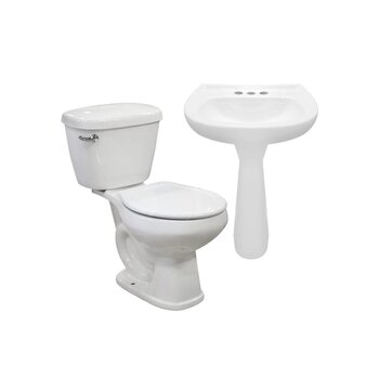 Paquete sanitario agua azul con pedestal color blanco Cato