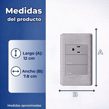 Placa Con 2 Apagadores y 1 Contacto Plata Luxica