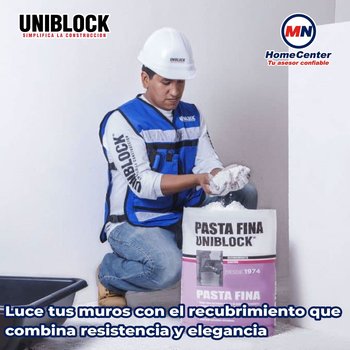 Paquete Recubrimiento Pasta fina Uniblock, saco de 20 kg. 