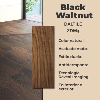 Piso Black Walnut Natural Daltile 18x50 cm