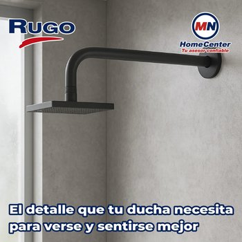 Brazo Para Regadera Largo Redondo Color Negro Rugo