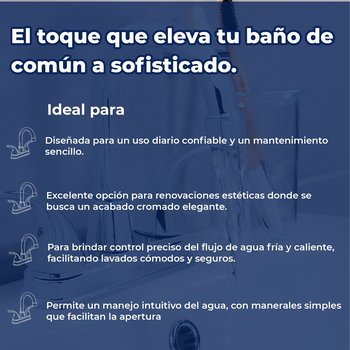 Llave Mezcladora Para Lavabo 4" Rugo Manerales Géminis