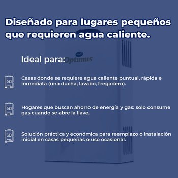 Calentador Paso Optimus 5 L 1 servicio Gas LP