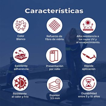 Imper prefabricado APP Sikashield 3.5mm FVidrio gravilla blanca