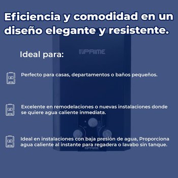Calentador Paso 6 L Instantáneo Baja Presión Gas LP Prime Negro