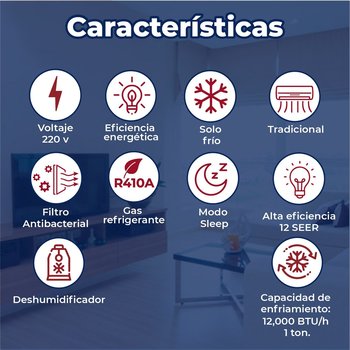 Minisplit Tradicional 1 Ton Solo Frio 220V Life 12 Plus