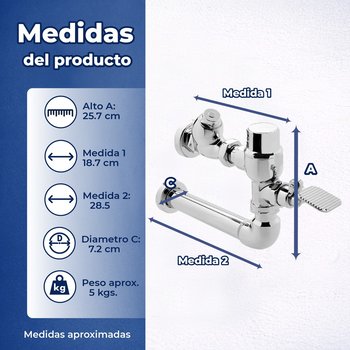 Fluxómetro de Pedal para WC Spud de 38 mm Helvex 310-38-3.5