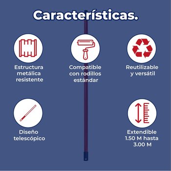 Extensión Para Rodillo Metálica Byp 150 cm Extendible a 300 cm
