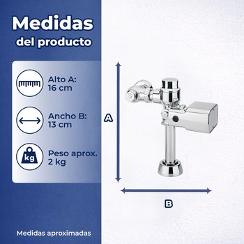 Fluxómetro Electrónico 4.8 L WC Helvex 110 Cromo FC-110-WC-4.8