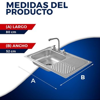 Fregadero M102 marca Eb Técnica 80 x 52 cm Acero Inoxidable