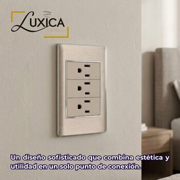 Placa de 3 Contactos Color Dorado Luxica