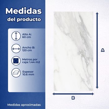Piso Aurora bianco brillante Daltile 60x120 cm rectificado ZA62