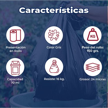 Bolsa de Basura Biorollo Virutex 70X90 CM 10 PZA
