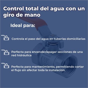 Válvula Esfera Roscable 013 mm 1/2 Urrea instalaciones de agua