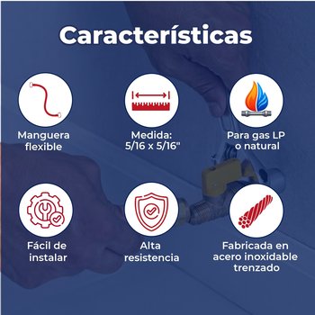 Manguera Conector Flexible Para Gas 5/16 x 5/16 x 2 m Coflex