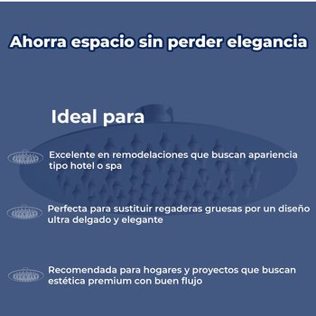 Regadera Sin Brazo Redonda Rugo Ultra Delgada 6X6" Acero Inox