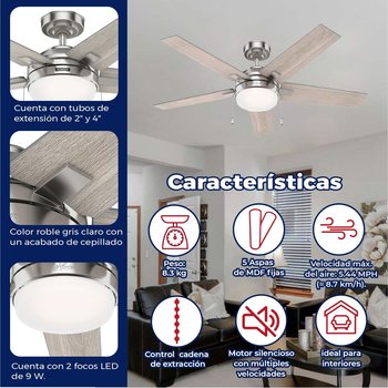 Ventilador de techo bartlett 52 pulgada niquel
