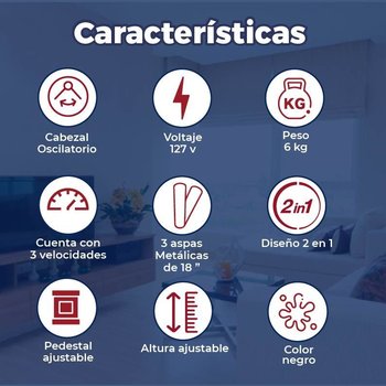 Ventilador pedestal friler 18 pulgadas 2 en 1