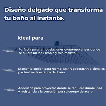 Regadera Ultra Delgada Sin Brazo Cuadrada de 6 x 6" Rugo