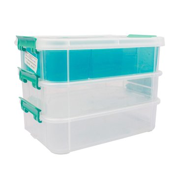 Caja Con Clip Triple Espacio Medida 27X18X19cm Transparente