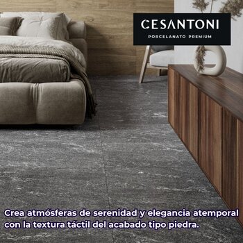 Piso Tipo Piedra Britton Dark Cesantoni 45 x 90 cm Rectificado