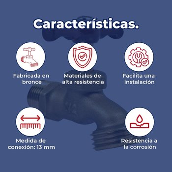 Llave Para Manguera de Agua Bronce Rugo 13 mm