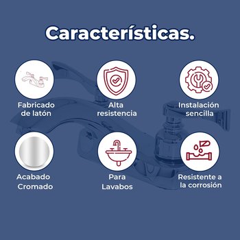 Llave Mezcladora Para Lavabo 4" Rugo Cierre 90° Maneral Palanca