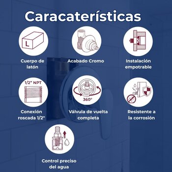 Válvula de Empotrar Para Regadera Rosca Cromo E-60
