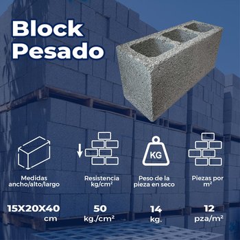 Block Pesado 15 x 20 x 40 cm