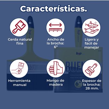 Brocha Byp de cerda natural La Buena 6” pulgadas