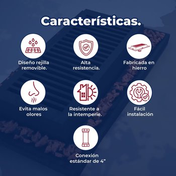 Coladera de Rejilla Rectangular Con Campana Helvex 2714