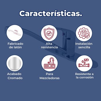 Llave Mezcladora Monomando Para Fregadero 8" Con Cubierta Rugo