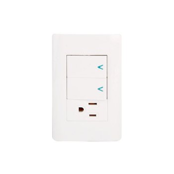 Placa 2 Apagadores Sencillos 1 Contacto Lucek Blanco BA19B