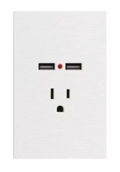Placa 1 Contacto Sencillo y 2 Puertos USB Blanco