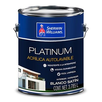 Pintura vinil acrílica satinada platinum blanco 3.78L