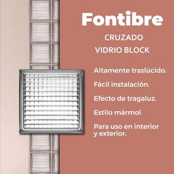 Vidrio Block Foncer Cruzado Fontibre 19 x 19 x 8 cm