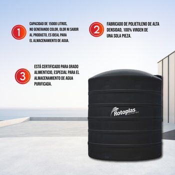 Tanque Agua Rotoplas Estandar Negro 15000 l