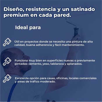 Pintura Vinil Acrilica Satinada Desing Extra White 19 L