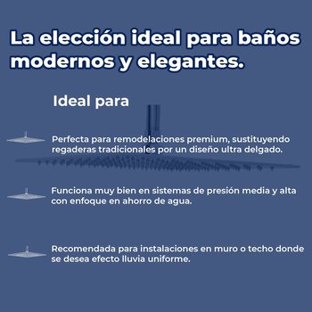 Regadera Cuadrada 12 x 12" Ultraplana Chorro Fijo Helvex H-3011