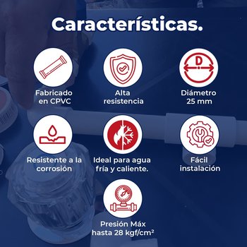 Tubo CPVC Rugo 25 mm (1”) x 6.1 m para Instalación Hidráulica