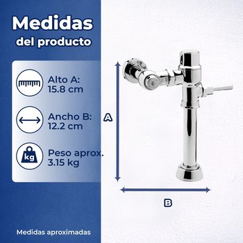 Fluxómetro de Manija Helvex para WC 110-38-3.5 Cromo