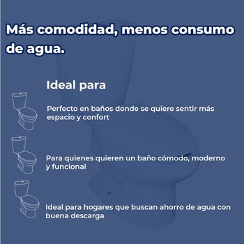 Sanitario Para baño Alargado Blanco Austral Botón 3.8 L Helvex