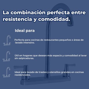 Llave Mezcladora 8" al Piso Para Fregadero Con Cubierta Rugo