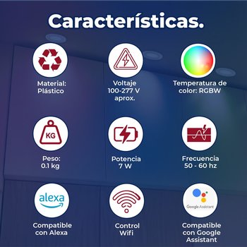Luminario led empotrado smart 3 pulgadas 3 W con wifi