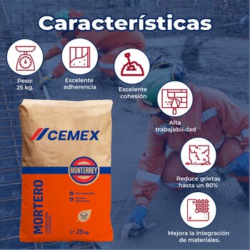 Cemento Cemex Mortero Óptimo Monterrey 25 Kg Saco