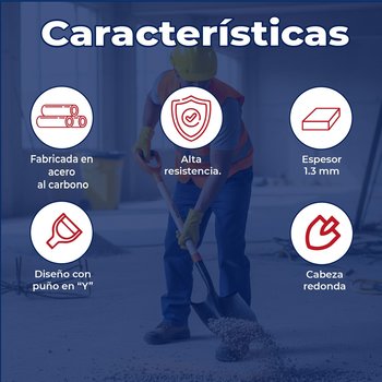 Pala T-2000 Redonda 29½” con Mango y Puño Ergonómico