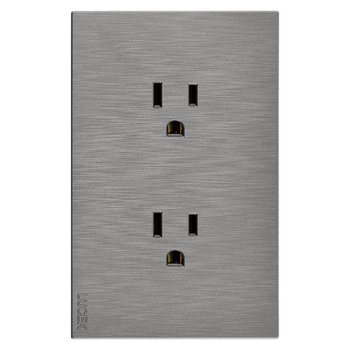 Placa Contacto Doble Lucek Flat Plata