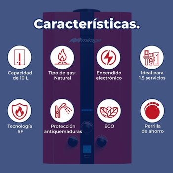 Calentador Paso Mirage 10 L Gas Natural Instantáneo 1.5 Servicio