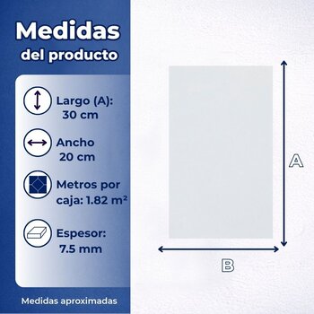 Azulejo Blanco Brillante Liso Polaris Daltile 20X30 1.82 M2